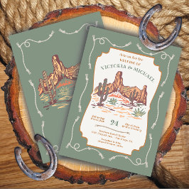 Western Canyon Desert Cactus Wedding Einladung