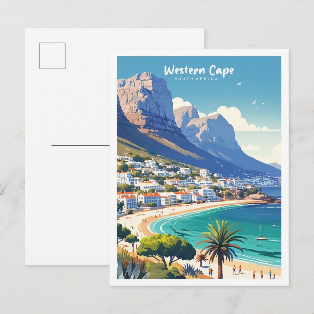 Western Cape Südafrika Illustration Travel Postkarte (Vorne/Hinten)