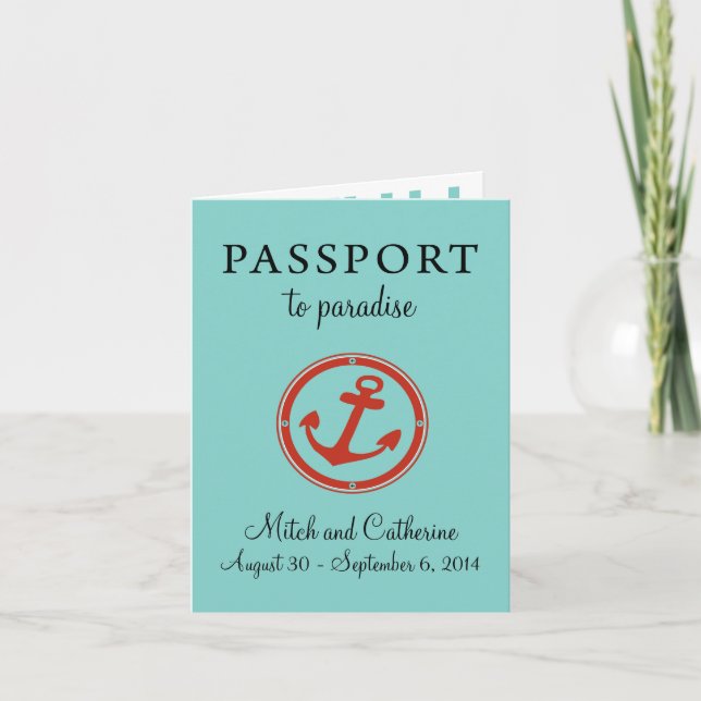 Western Caribbean Cruise Passport Hochzeit Einladung (Vorderseite)