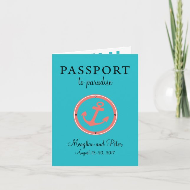 Western Caribbean Cruise Passport Hochzeit Einladung (Vorderseite)