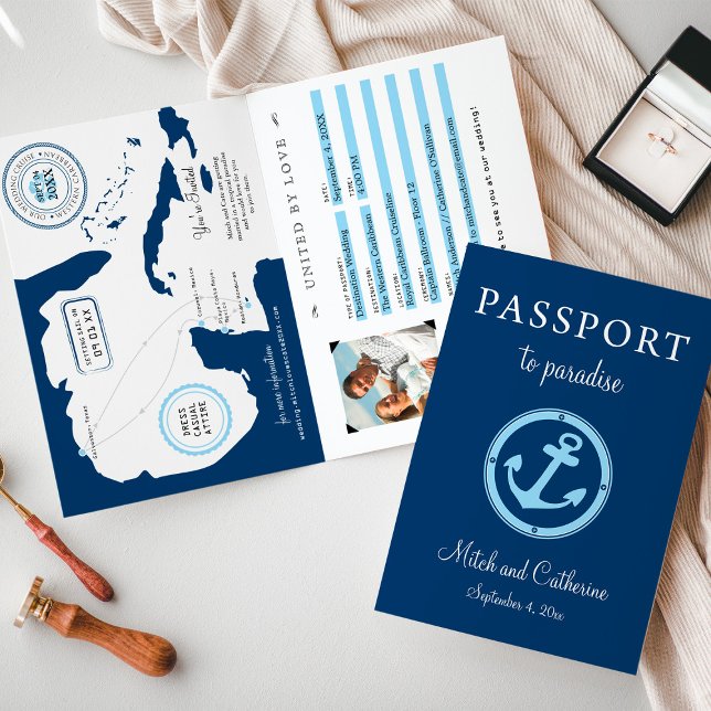 Western Caribbean Texas Cruise Passport Hochzeit Einladung (Von Creator hochgeladen)
