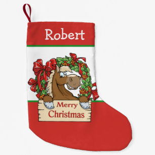 Western Cartoon Rot und Weiß Kleiner Weihnachtsstrumpf