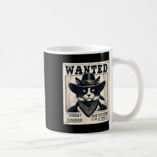Western Cat Cowboy Mugshot Gewollt Kaffeetasse