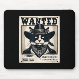 Western Cat Cowboy Mugshot Gewollt Mousepad