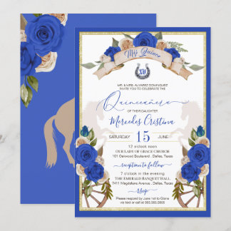 Western Charro Blaue Rose Blumenrodelbahn Quincean Einladung