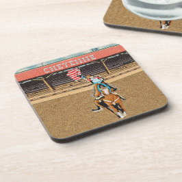Western Cheyenne Rodeo Cowgirl American Flag 2 Getränkeuntersetzer