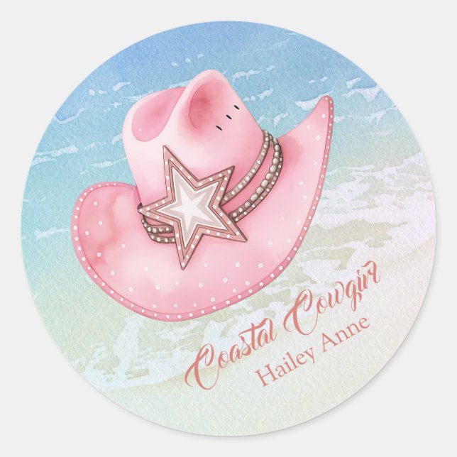 Western Chic Cowgirl Hutsticker Runder Aufkleber (Vorderseite)