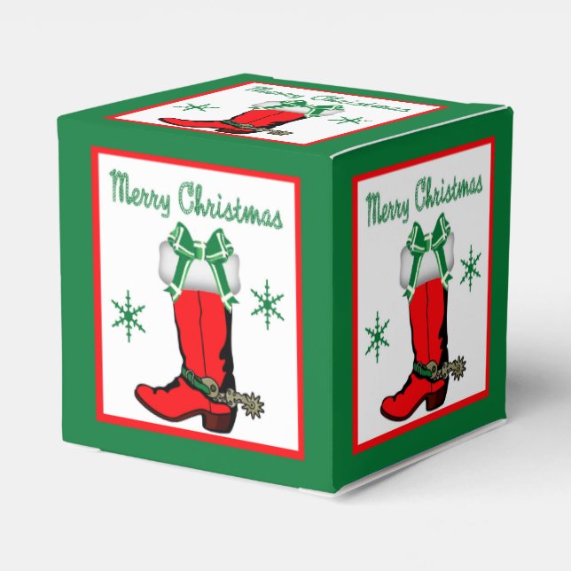 Western Christmas Cowboy Boot Geschenk oder Gefall Geschenkschachtel (Rückseite)