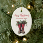 Western Christmas Cowboy Boots Custom Foto Keramik Ornament<br><div class="desc">Western Weihnachts Cowboy Boots Custom Foto Keramik Ornament</div>