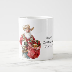 Western Christmas Cowboy Santa Jumbo-Tasse