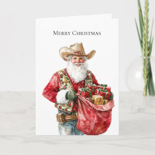 Western Christmas Cowboy Santa Karte