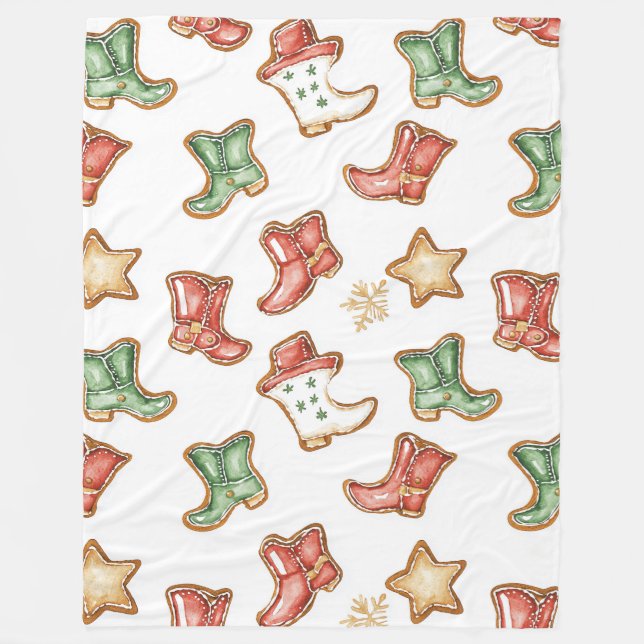 Western Christmas Cowgirl Cowboy Fleecedecke (Vorderseite)