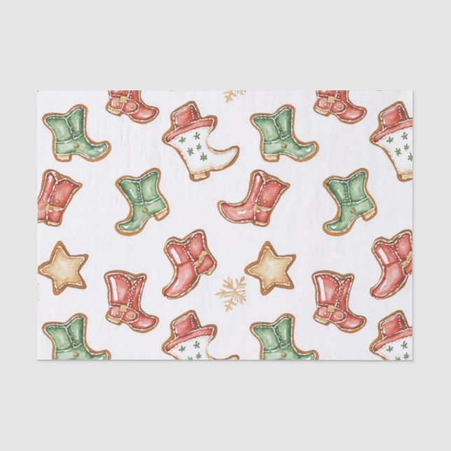 Western Christmas Cowgirl Cowboy Seidenpapier (Vorderseite)