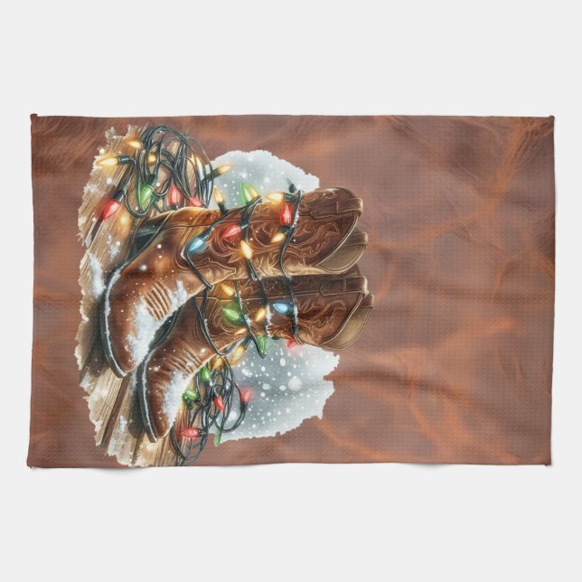 Western Christmas  Geschirrtuch (Horizontal)