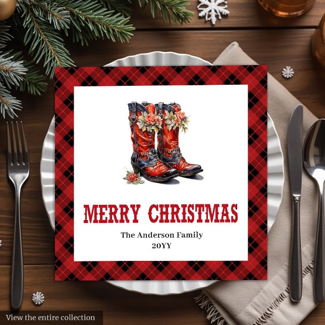 Western Christmas napkins red black rustic charm Serviette (Western Christmas napkins red black rustic charm

)