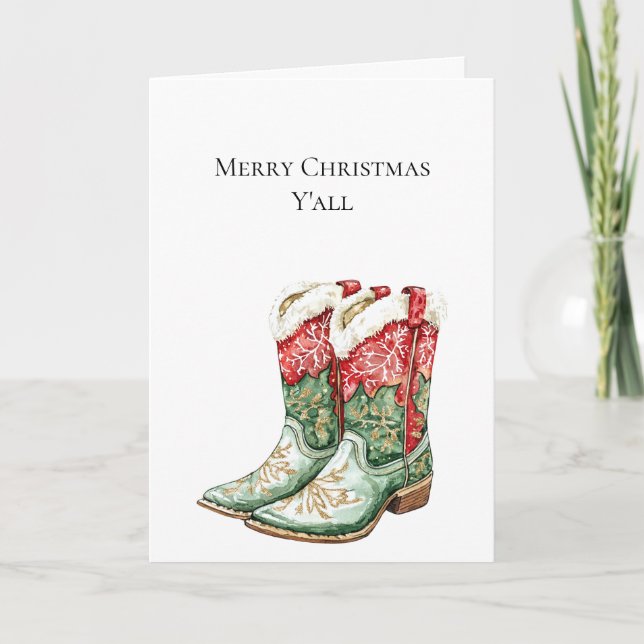 Western Christmas Red Cowboy Cowgirl Boots Karte (Vorderseite)