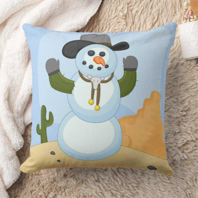 Western Christmas Snowman mit Hut Kissen (Decke)