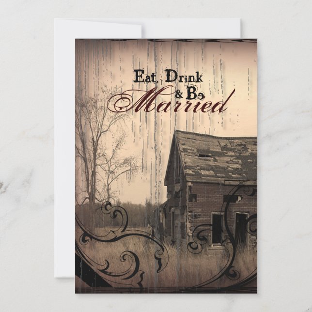 Western Country Barn Wedding Probe Dinner Einladung (Rückseite)