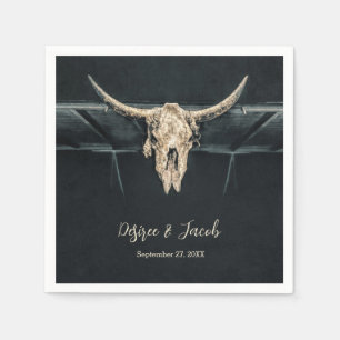 Western Country Beige Grau Rustikale Bullkuhschäde Serviette
