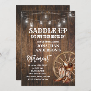 Western Country Boots Retirement Celebration Einladung