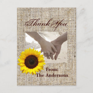 Western Country Burlap Sonnenblume Hochzeit vielen Postkarte