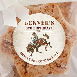 Western Country Cowboy Birthday Danke Runder Aufkleber