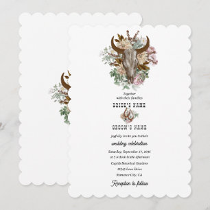 Western Country Cowboy Boho Kuh Skull Hochzeit Einladung