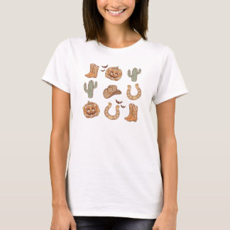 Western Country Cowboy Boot Pumpween Halloween T-Shirt