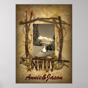 Western Country Cowboy Hochzeit Foto Poster