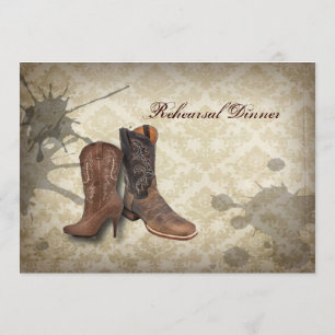 Western Country Cowboy Hochzeit Probe Abendessen Einladung