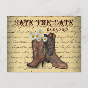 Western Country Cowboy Hochzeit speichern Sie das  Ankündigungspostkarte