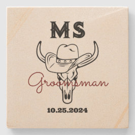 Western Country Cowboy Monogram Trauzeuge Trauzeug Steinuntersetzer