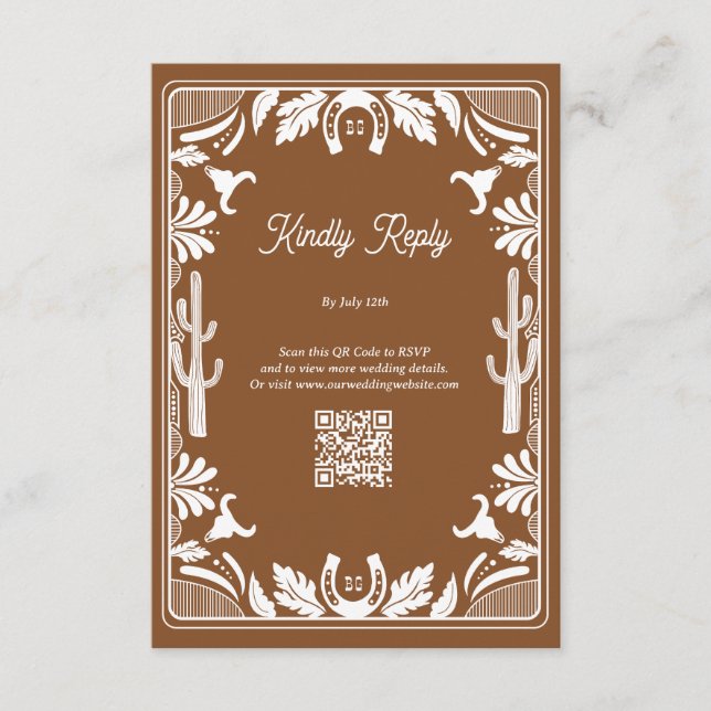 Western Country Cowboy Rustic Wedding Brown Begleitkarte (Vorderseite)