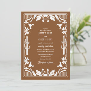 Western Country Cowboy Rustic Wedding Brown Einladung