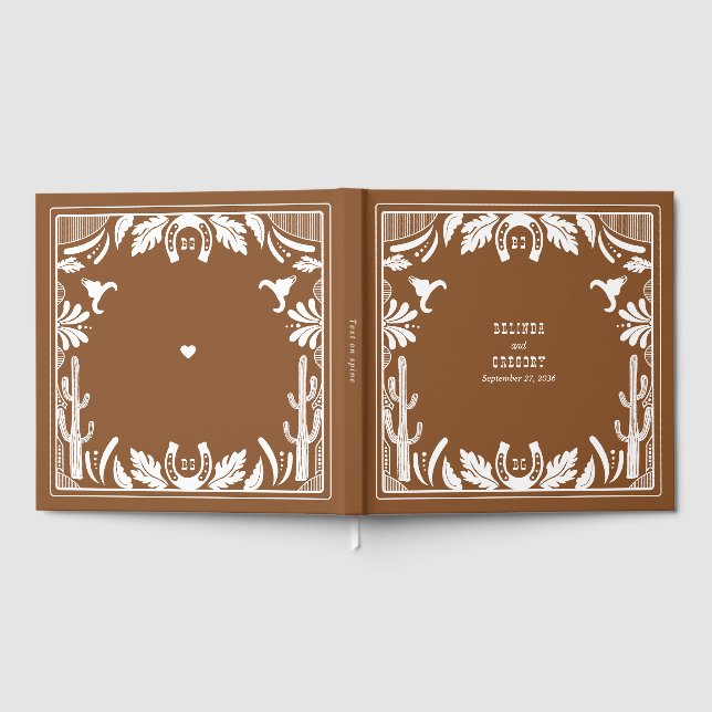 Western Country Cowboy Rustikale Hochzeit Gästebuch (Voll)