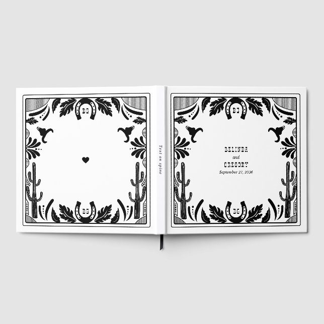 Western Country Cowboy Rustikale Hochzeit Gästebuch (Voll)