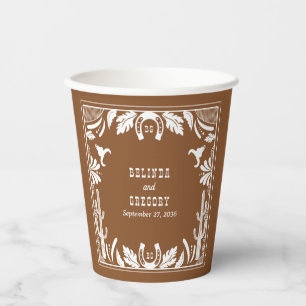 Western Country Cowboy Rustikale Hochzeit Pappbecher