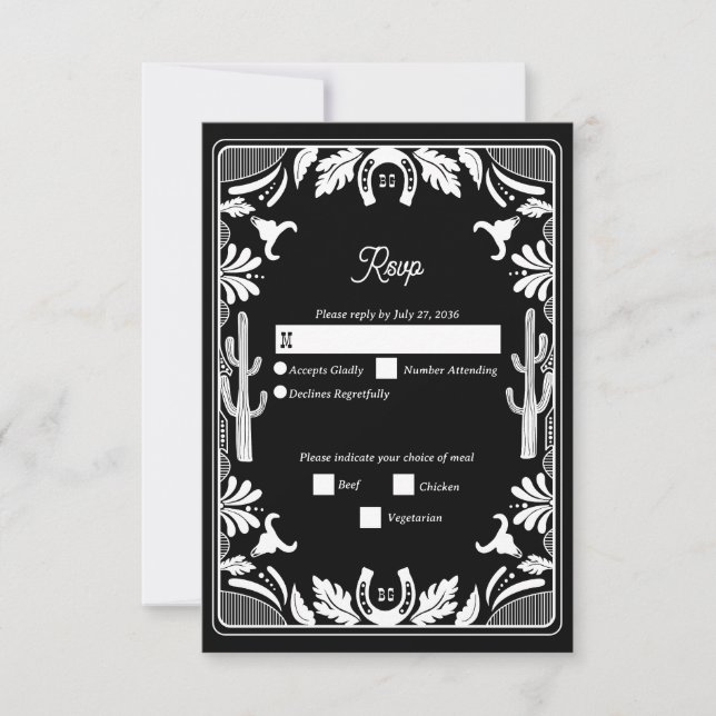 Western Country Cowboy Rustikale Hochzeit RSVP Karte (Vorderseite)