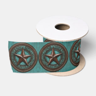 Western Country Cowboy Türkise Brown Texas Star Satinband