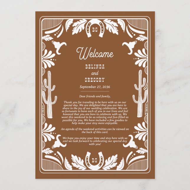 Western Country Cowboy Wedding Brown Tour Programm (Vorderseite)