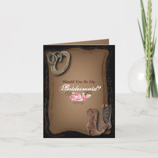 Western Country Cowboy Werden Sie meine Bridesmaid Einladung (Vorderseite)