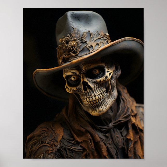 Western Country Halloween Skeleton Cowboy Poster (Vorne)