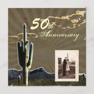 Western Country Kaktus 50. Hochzeitstag Einladung