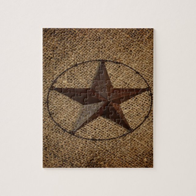 Western Country Rustic Burlap Primitive Texas Star (Vertikal)