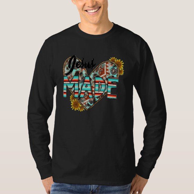 Western Country Serape Sunflower Christian Jesus M T-Shirt (Vorderseite)