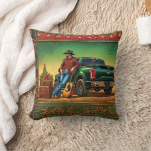 Western Country Singer Gitarre und LKW Weihnachten Kissen