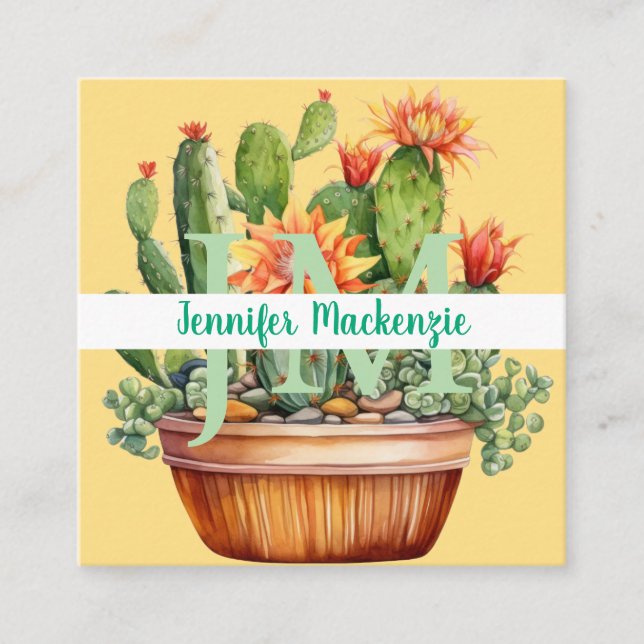 Western Country Succulent Cacti Cactus Quadratische Visitenkarte (Vorderseite)