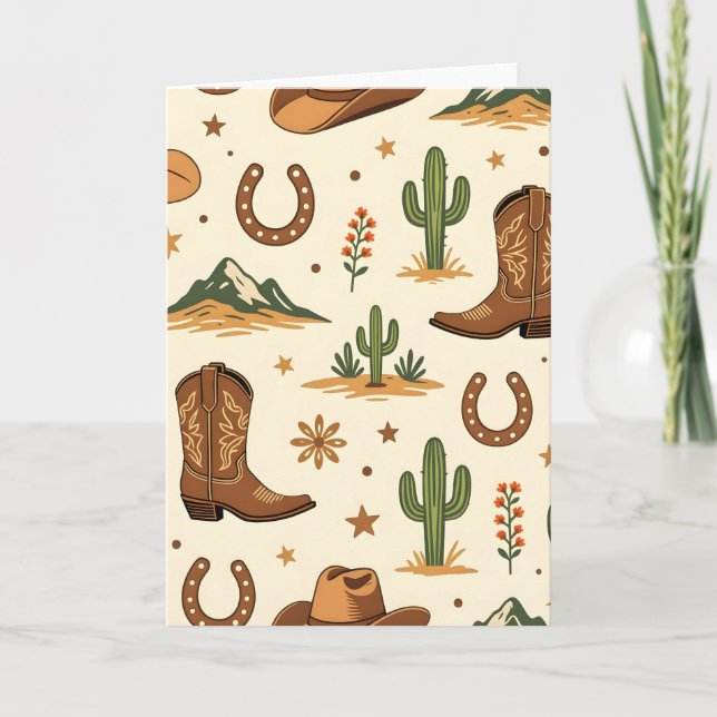 Western country theme with cactus karte (Vorderseite)