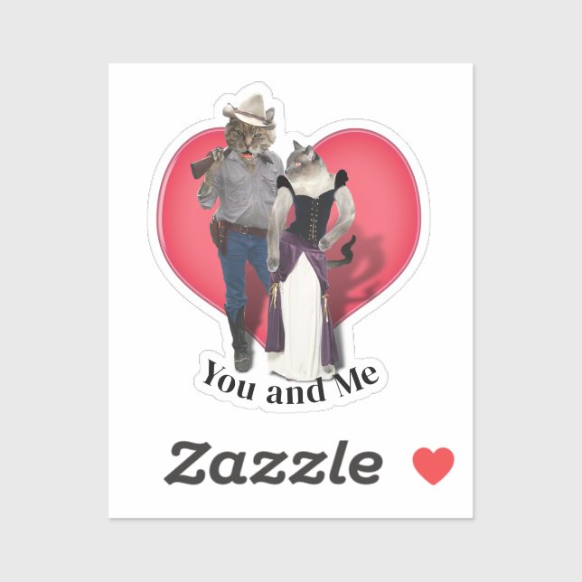 Western Couple Cowboy Cat Aufkleber (Blatt)