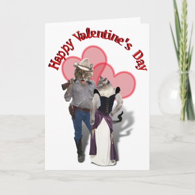Western Couple Cowboy Cat Feiertagskarte (Vorderseite)